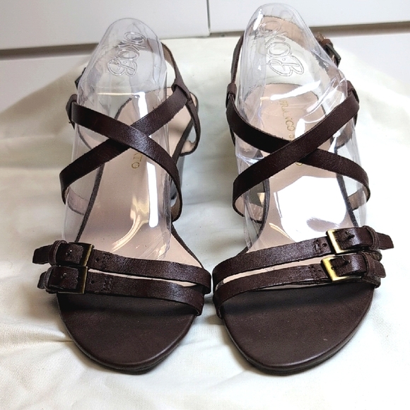 Franco Sarto Kindsey  Buckle Detail/Wedge Heel Leather Sandal Size 10 NWOB - Picture 1 of 8